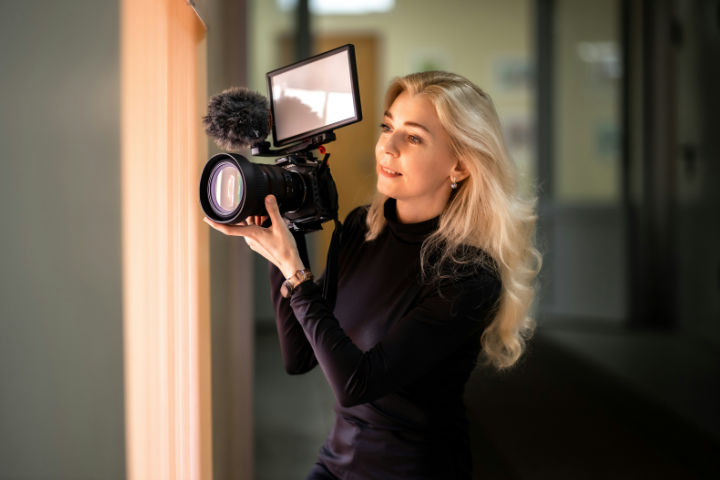 A woman videographer